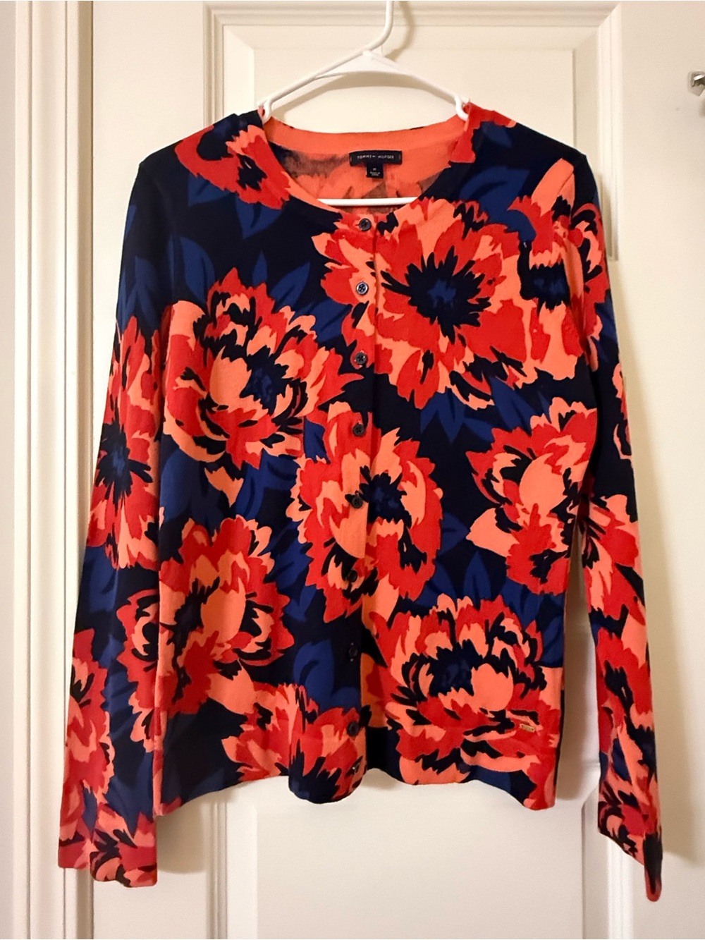 Tommy Hilfiger Exploded Floral Cardigan, Long Sleeve, Size Medium